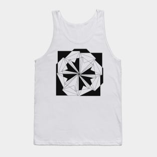 Geometric black and white linear flower Tank Top